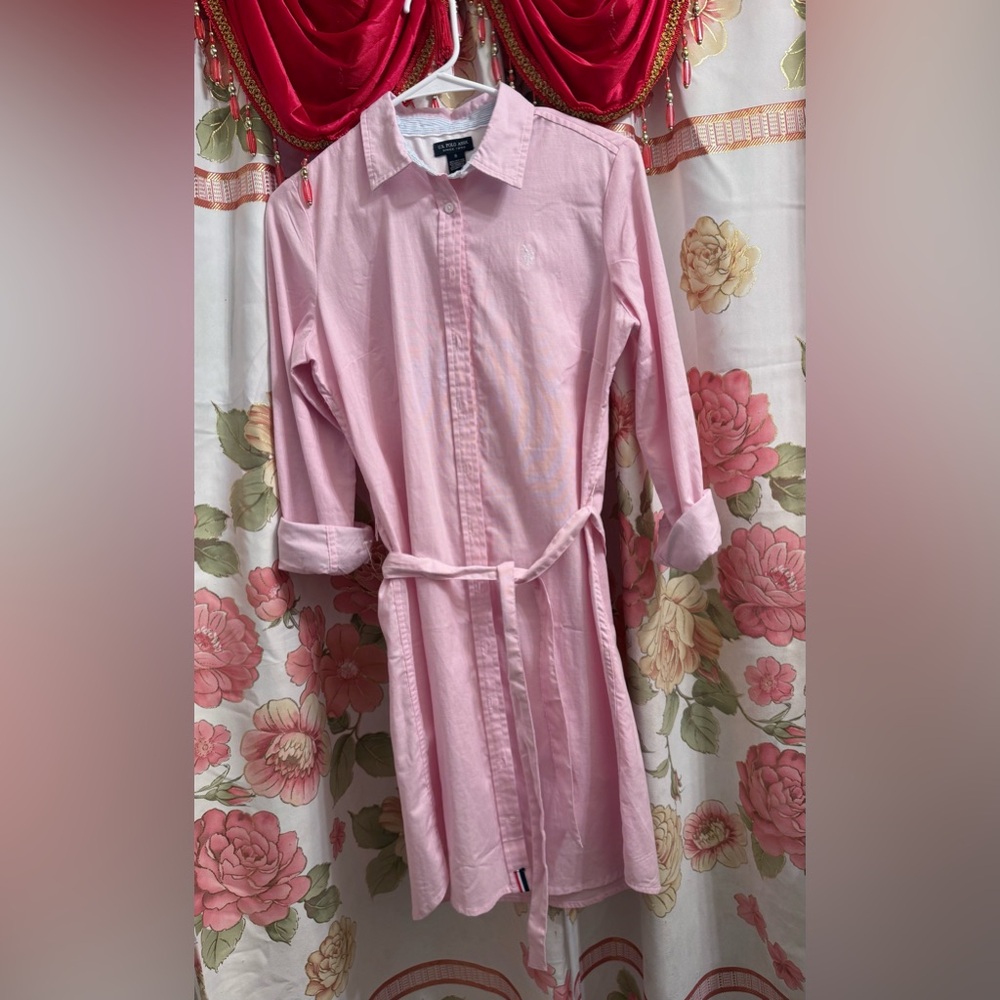 US Polo Assn Pink Button-Up Shirt Dress
